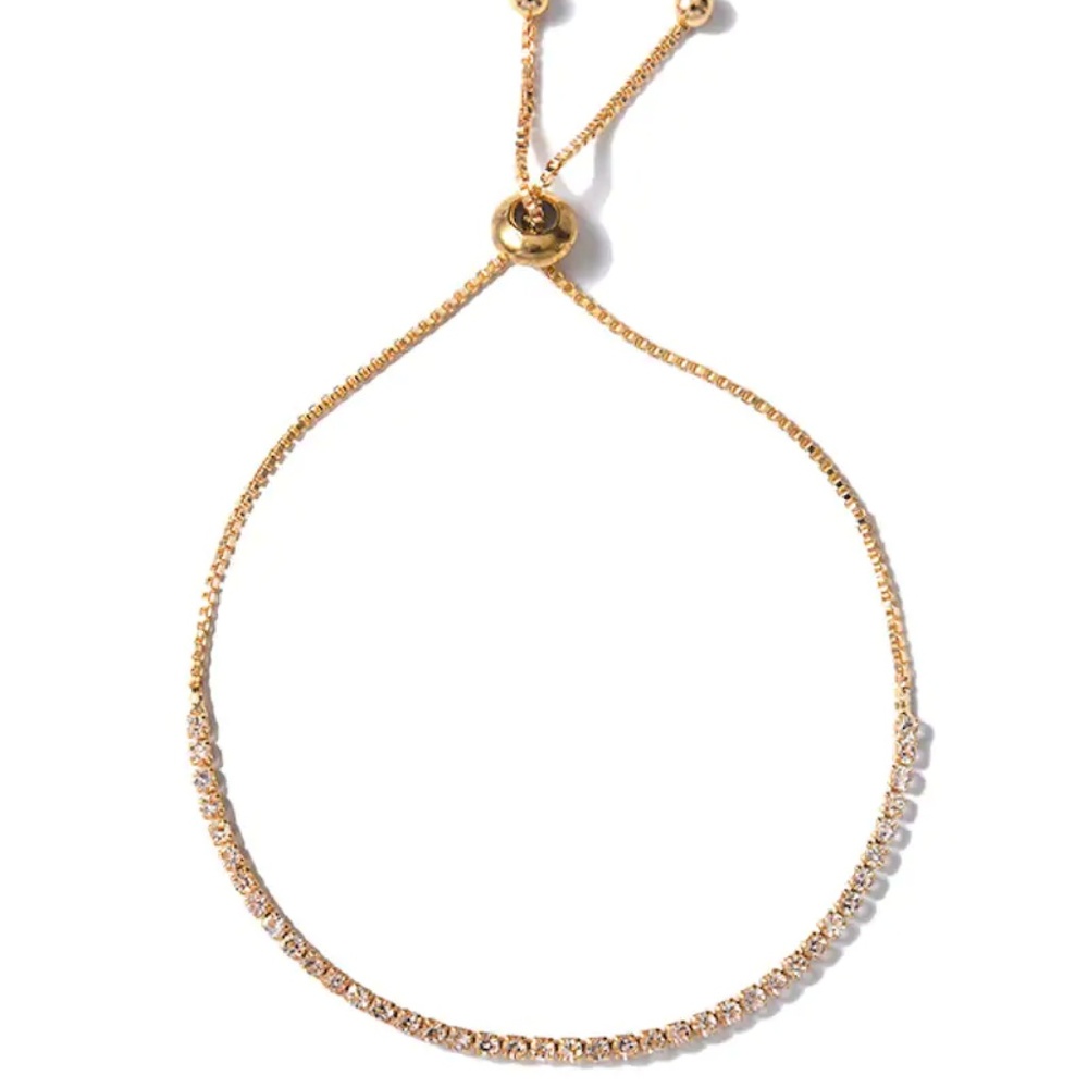 Gold Rhinestone Adjustable Bracelet - Picture 5 of 6